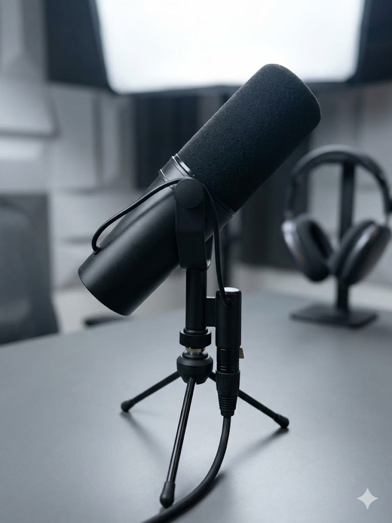 Professional Studio Dynamic Microphone with Integrated Inline Booster